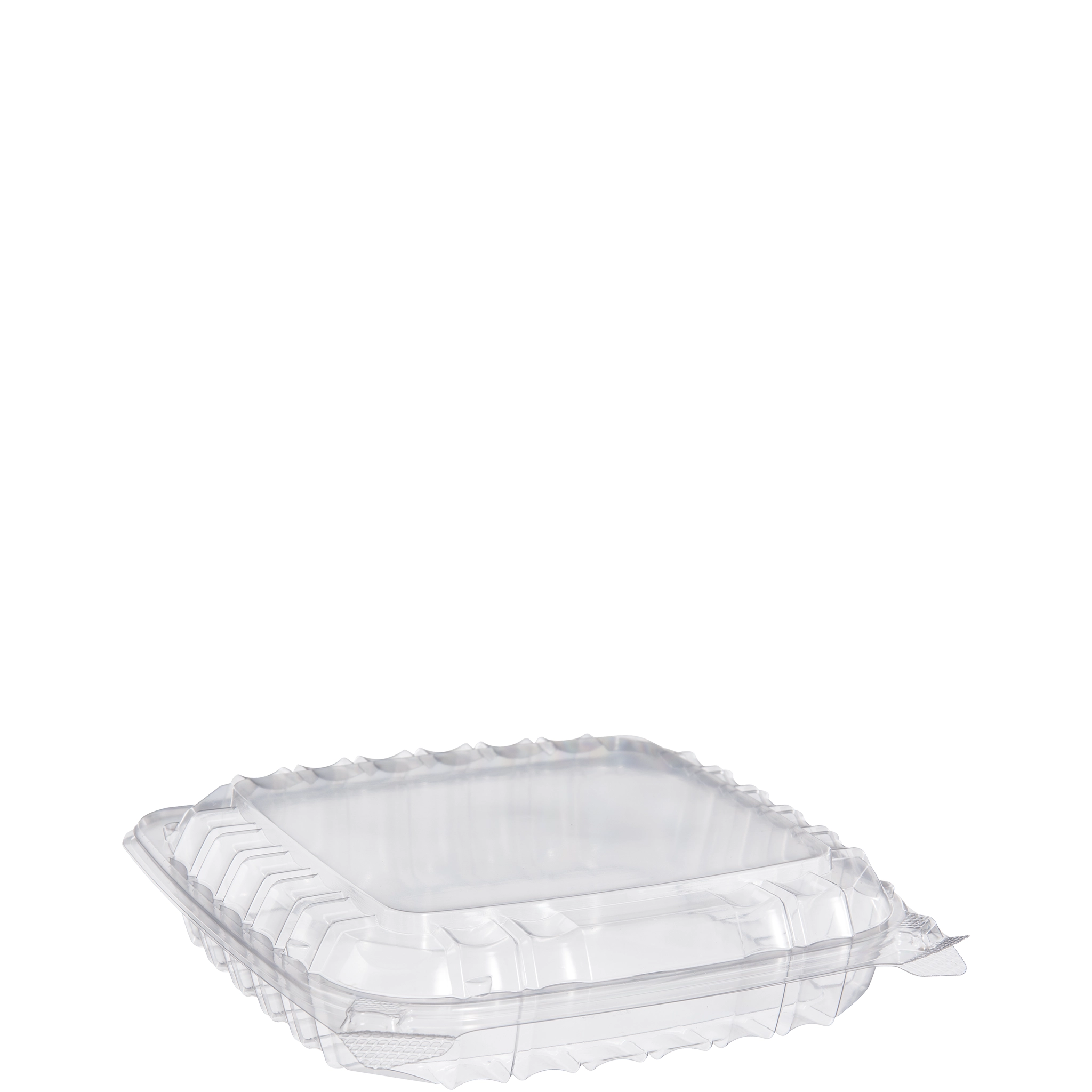 Dart C89PST1 Foodservice Disposable Clear Hinged Lid Storage Container with StayLock Feature, Dimensions 8.3 x 8.3 x 2
