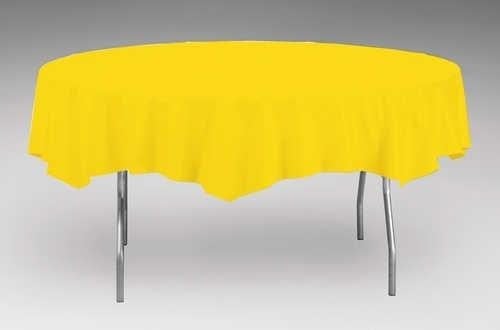 Creative Converting Plastic Round School Bus Yellow 82 - Inch Table Covers for Commercial and Party Use
