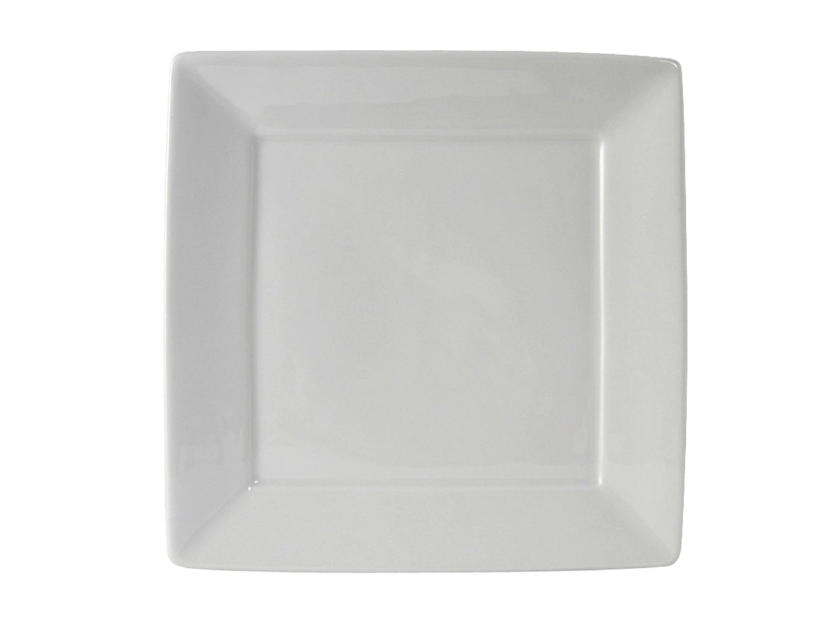 12-Piece Box of 10-1/8 Inch White Square Tuxton BWH-1016 Dinner Plates