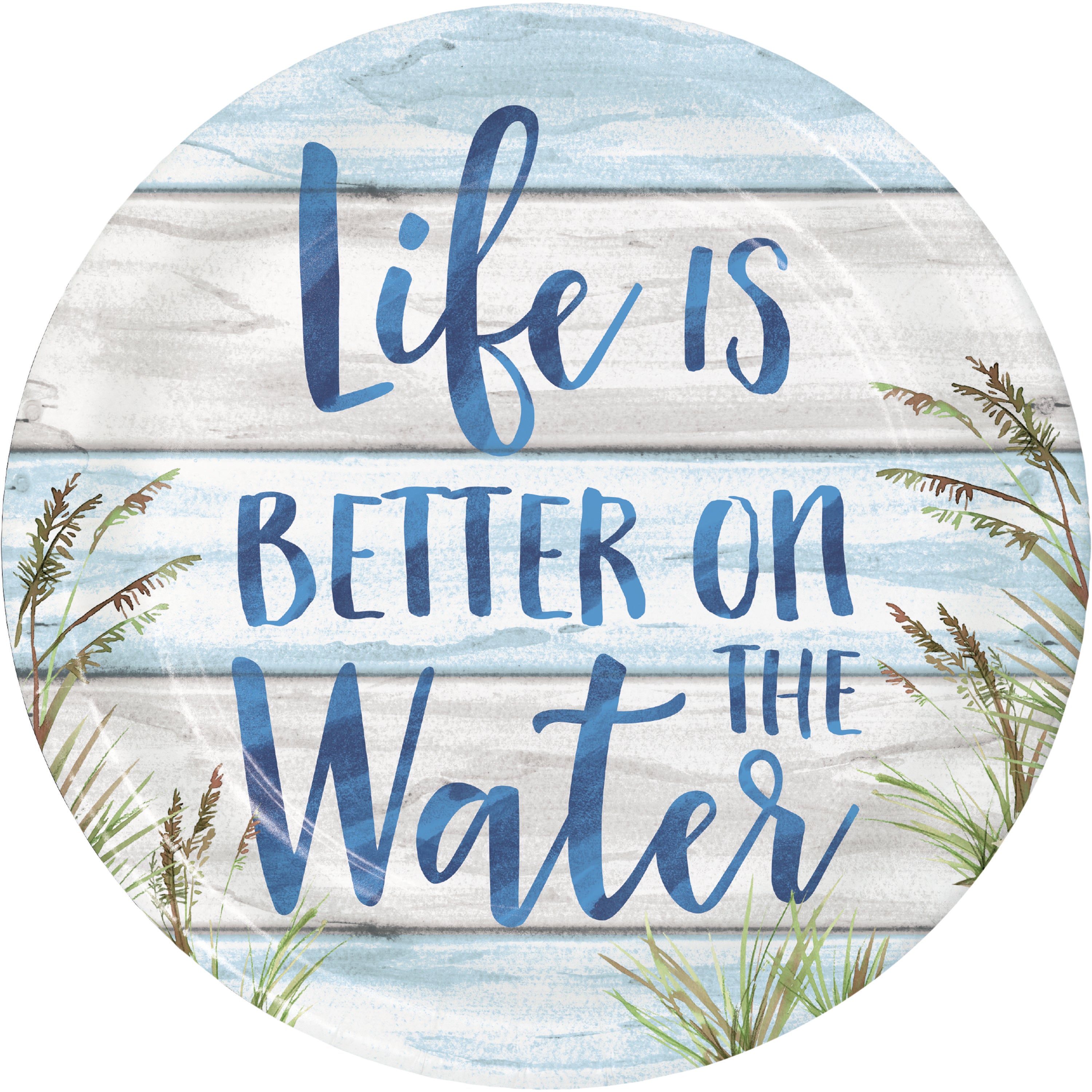 Creative Converting 7-Inch Round Seaside Summer-themed Disposable Paper Plates for Professional and Commercial Use