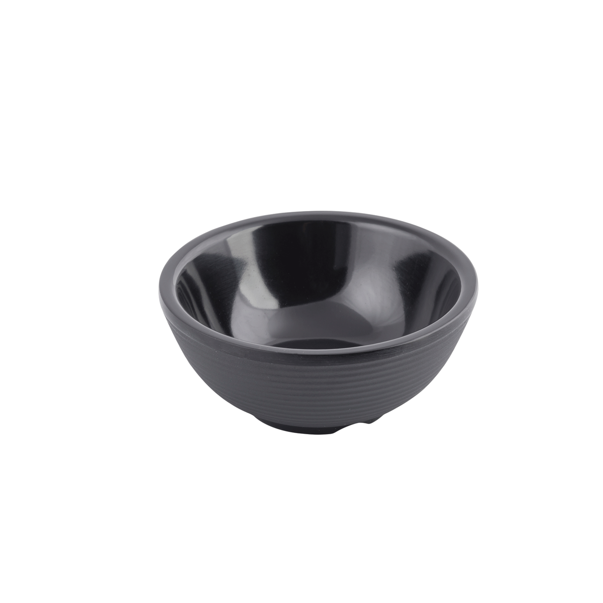 Tablecraft RAM2RBK 2-Ounce Round Ribbed Black Melamine Foodservice Dishware