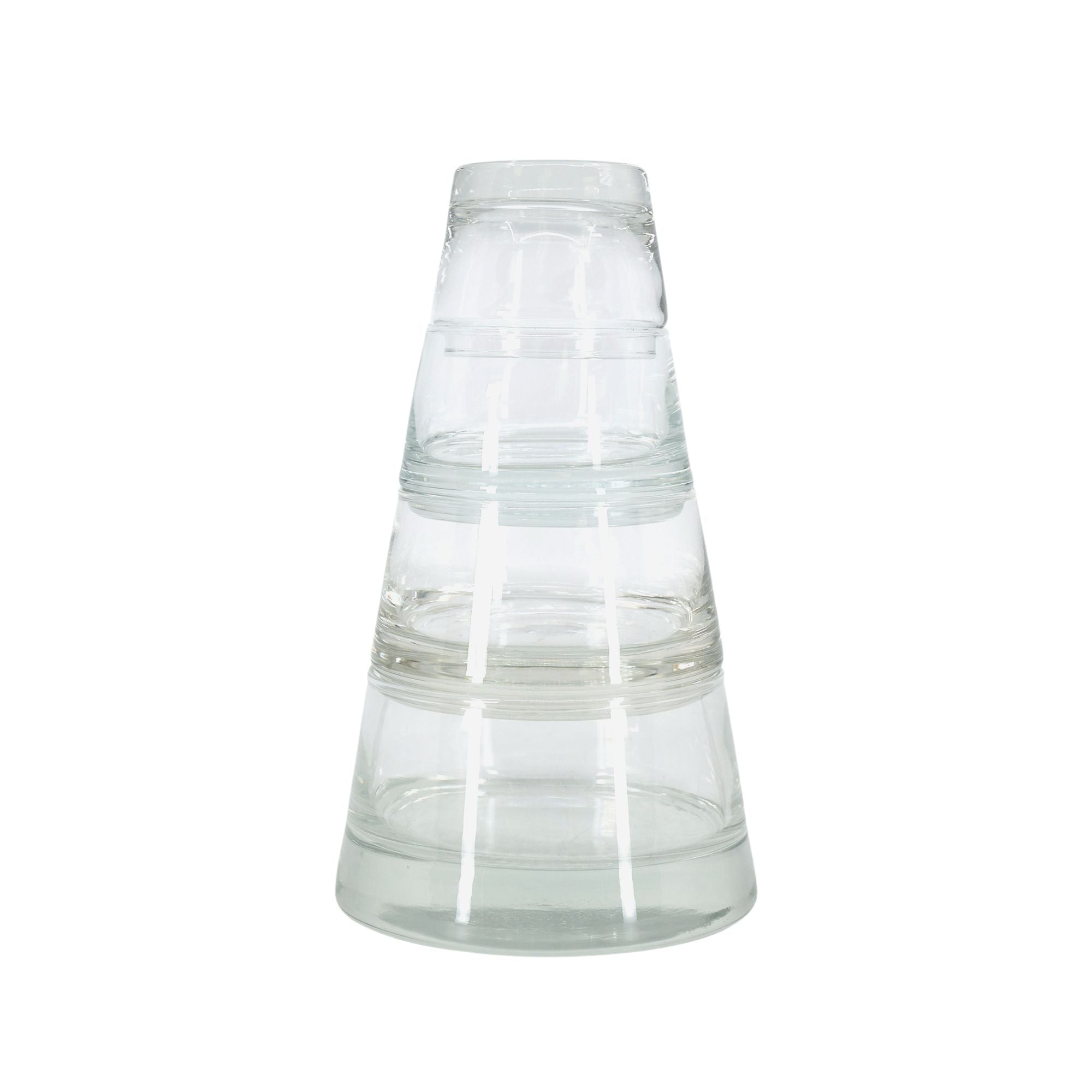 Professional and Commercial Durobor 797/82 Pro Vertigo Four-Piece Stackable Pyramid-Shaped Round Glass Bowl Set for Foodservice