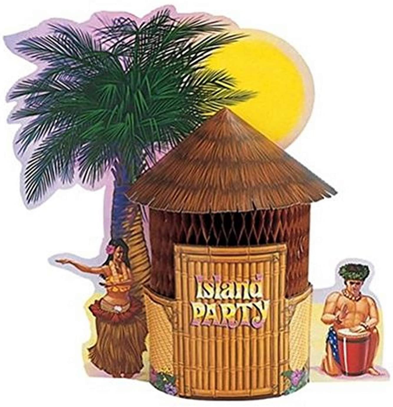 12 x 11 Creative Converting Multi - Color Disposable Tiki Hut Centerpiece