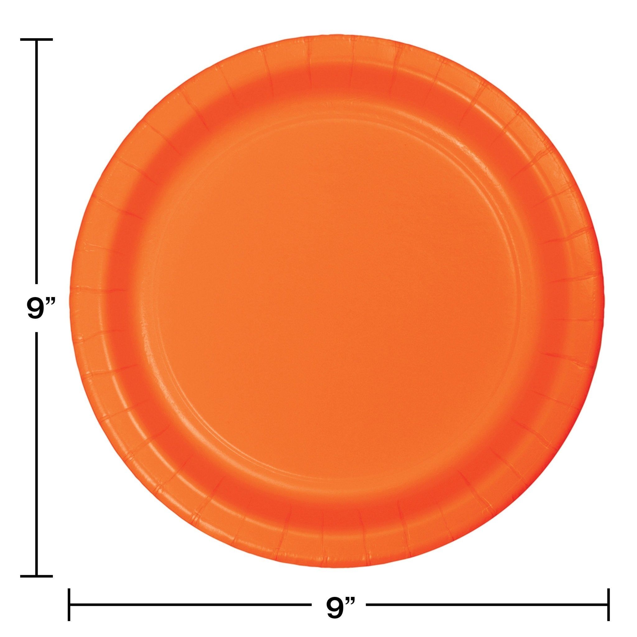 Creative Converting 9-Inch Round Vibrant Sunkissed Orange Disposable Paper Plates for Professional and Commercial Use
