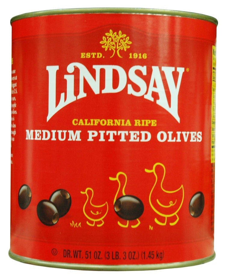 Lindsay 51-ounce (#10 Can) Medium-Sized Pitted Black Olives for Commercial Use