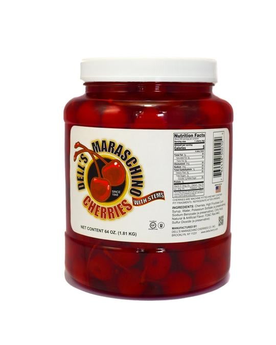 Half Gallon of Maraschino Cherries with Stems for Professional and Commercial Use