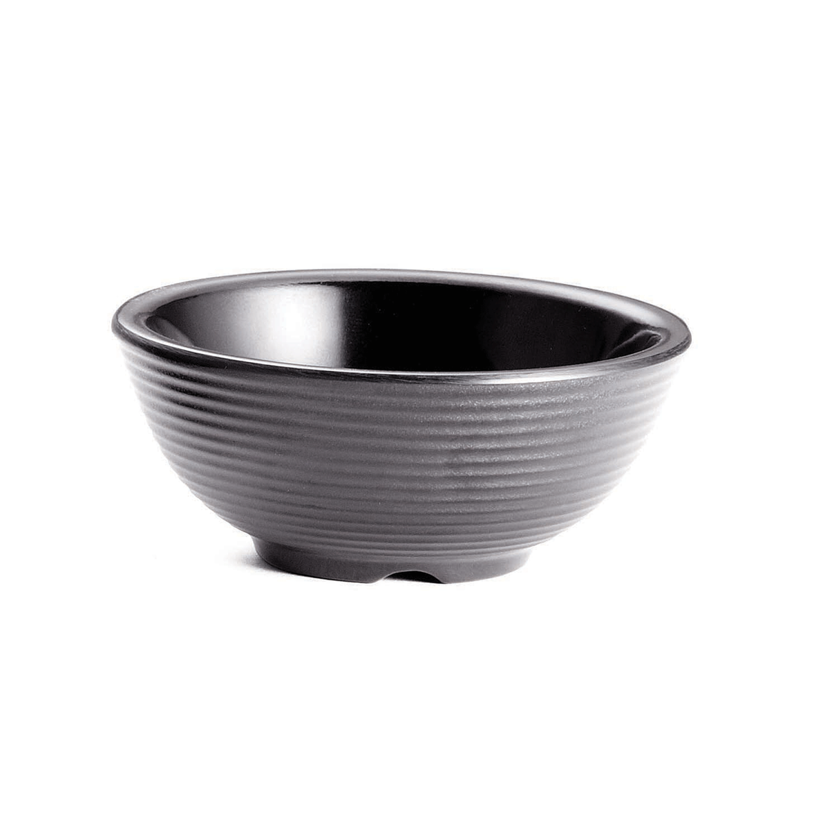 Tablecraft RAM2RBK 2-Ounce Round Ribbed Black Melamine Foodservice Dishware