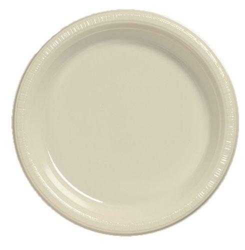 Creative Converting 9-Inch Round Ivory-Colored Plastic Dinner Plates Ideal for Various Occasions
