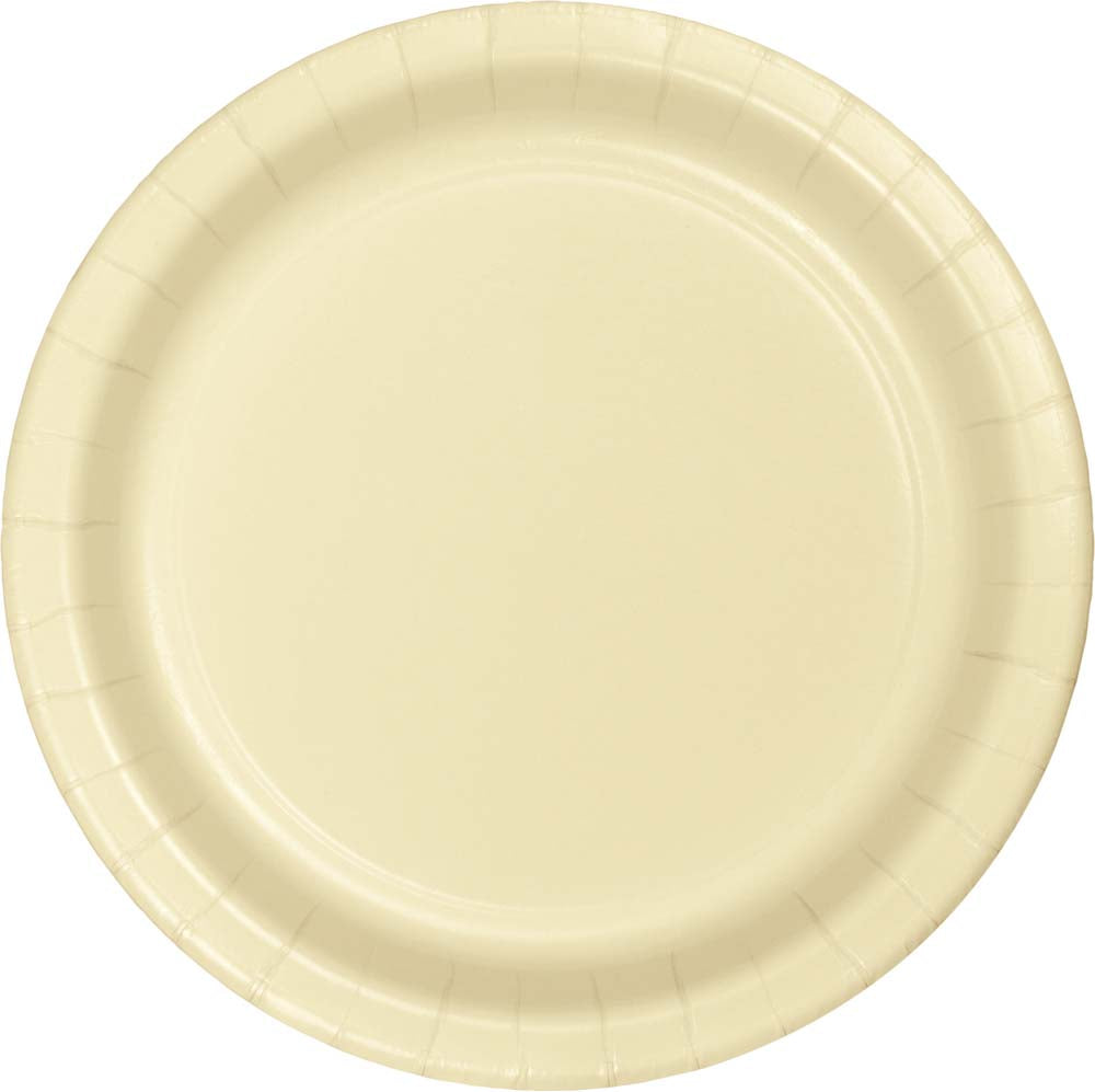 Creative Converting 9-Inch Round Ivory-Colored Disposable Paper Plates for Food Service