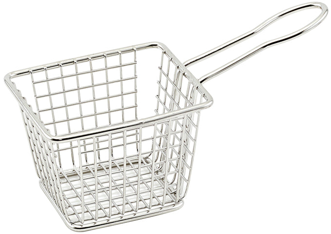 Winco FBM - 433T Small - Sized 4x3x3 Stainless Steel Mini Serving Basket for Foodservice