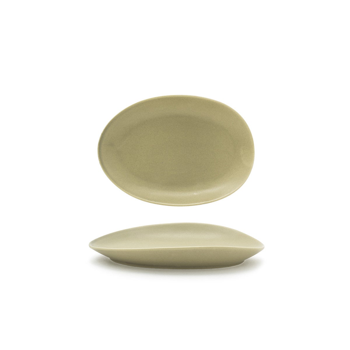 FOH DSP033GRP22 8-Inch Tides Oval Sea Grass Porcelain Food Service Plate
