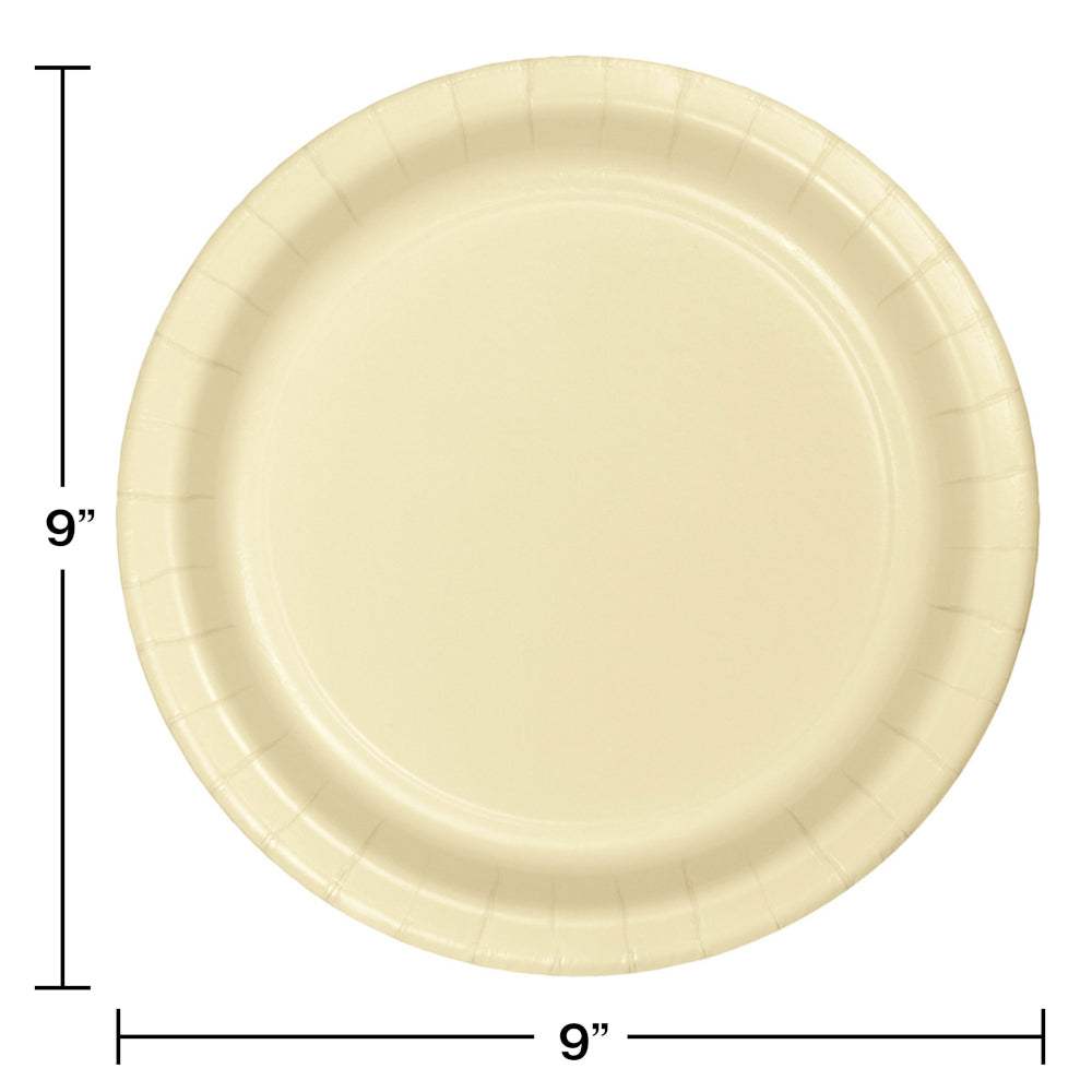 Creative Converting 9-Inch Round Ivory-Colored Disposable Paper Plates for Food Service