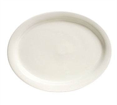 Tuxton 11.5-Inch American White Ceramic NR Oval Dinner Platter, Nevada Style