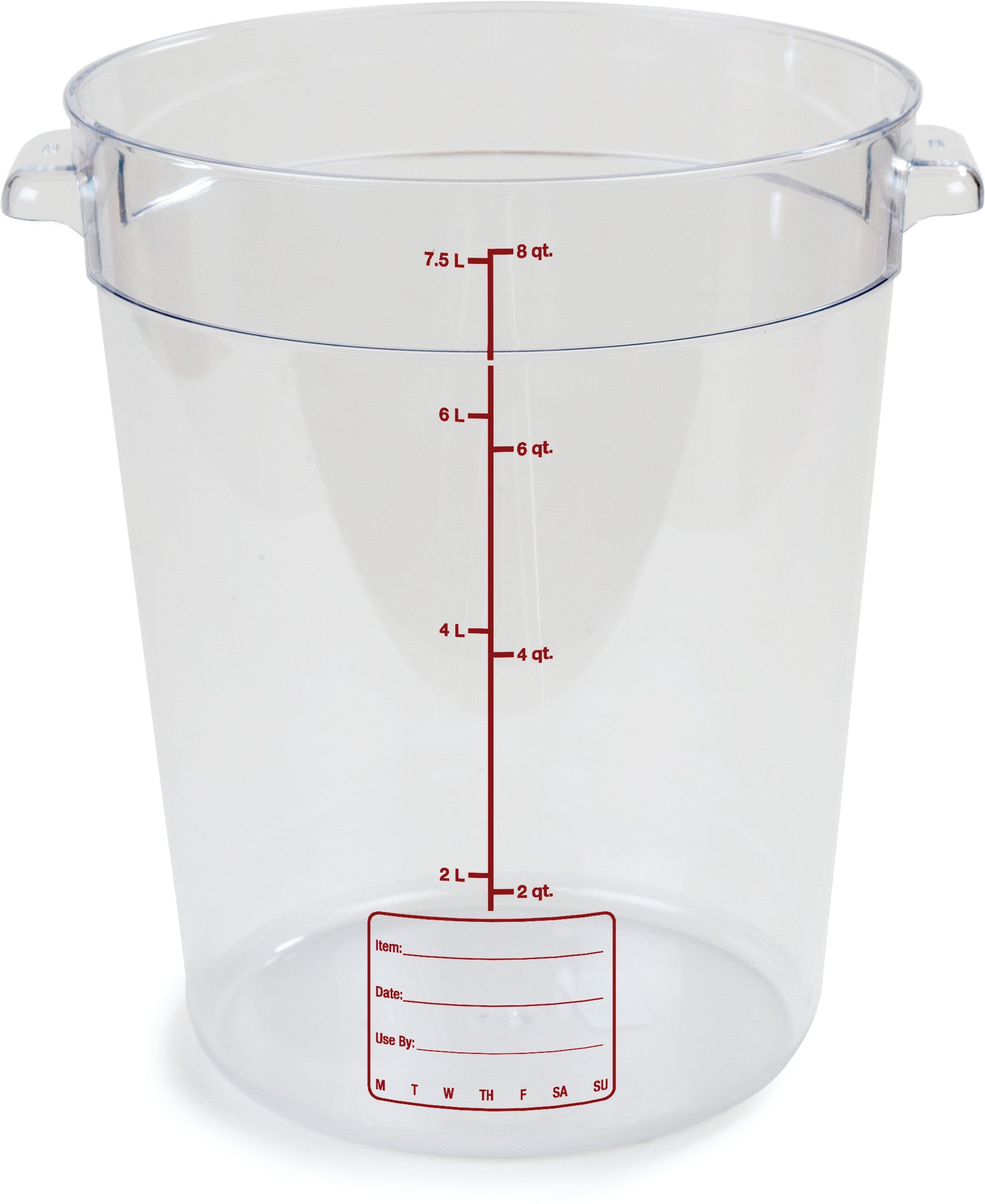 8 Quart Round Transparent Storage Container - Storplus (Model 10766-07) for Commercial Kitchen Use