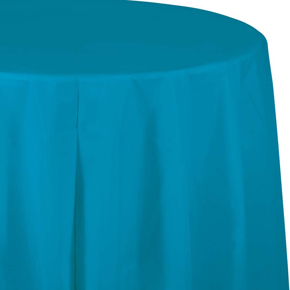 Creative Converting Decorative Round Turquoise 82-Inch Plastic Table Covers for Various Occasions