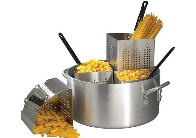 Winco APS-20 Professional 20 Quart Pasta Cooker Set With Four Stainless - Steel Inserts