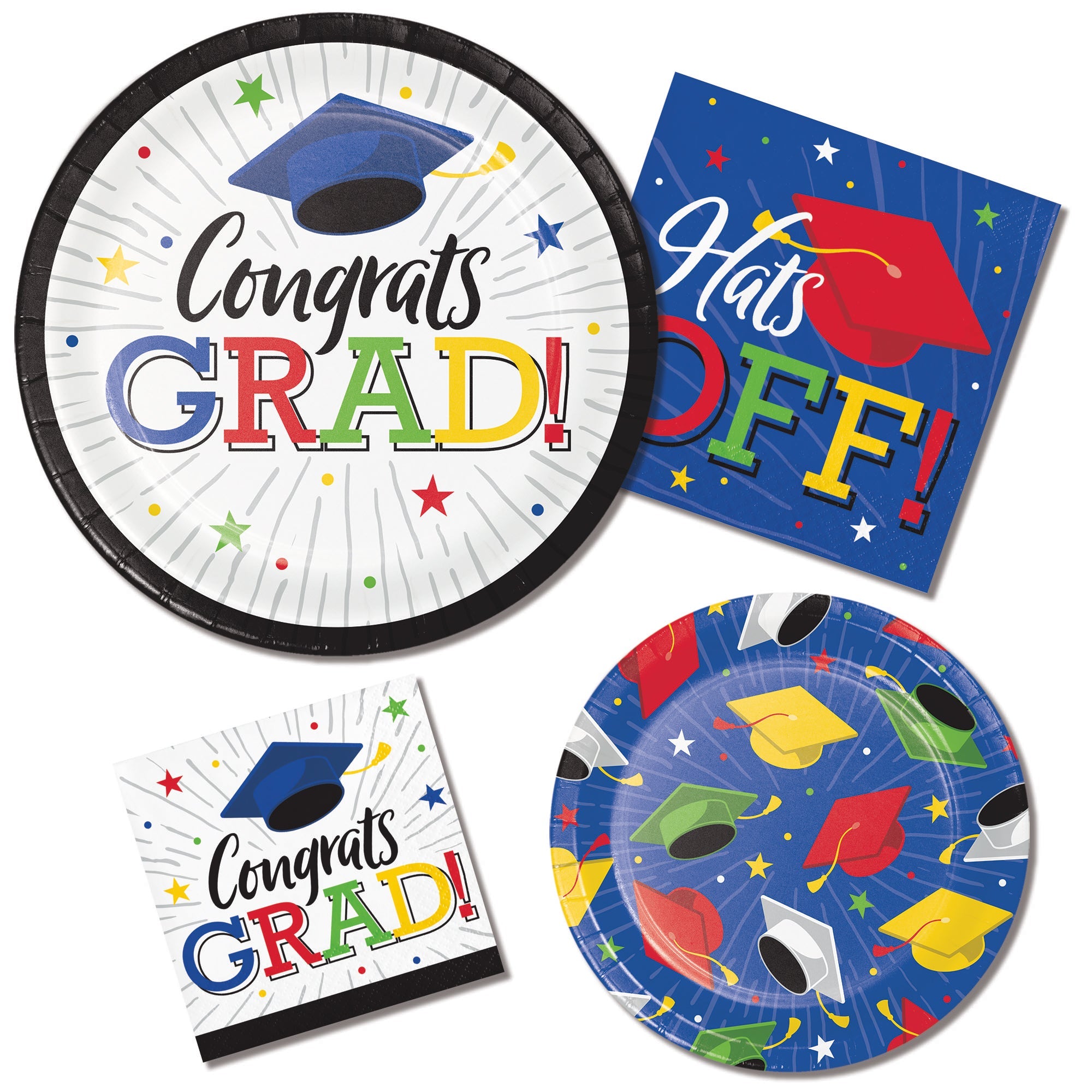 Creative Converting 9-Inch Round Graduation 'Hats Off' Paper Plates