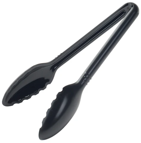 Winco CVST-9K 9-Inch Durable Black Curved Serving Tongs for Commercial Use