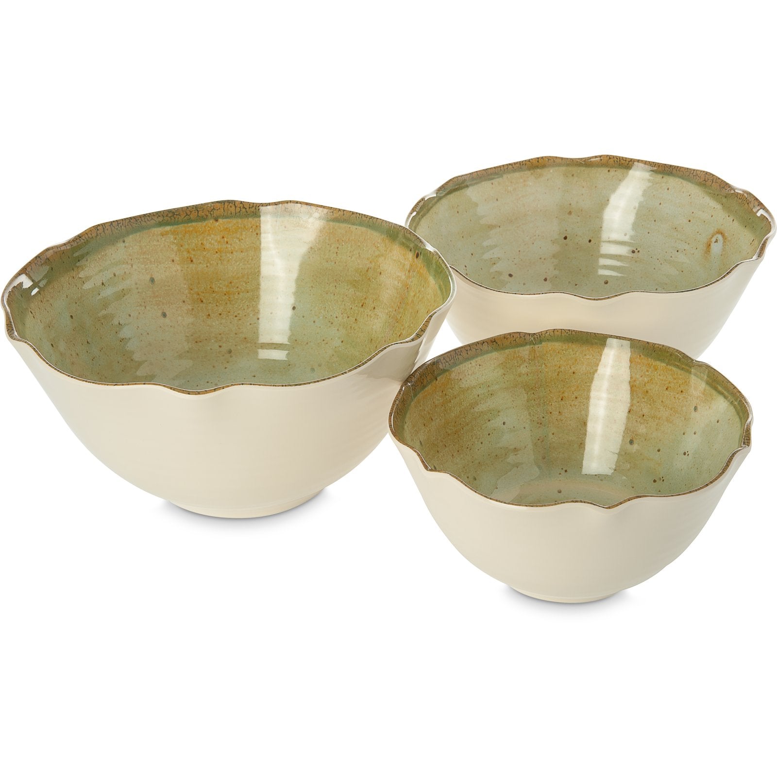 Carlisle Gathering GA5500770 Durable Melamine 3-Piece Serving Bowl Set