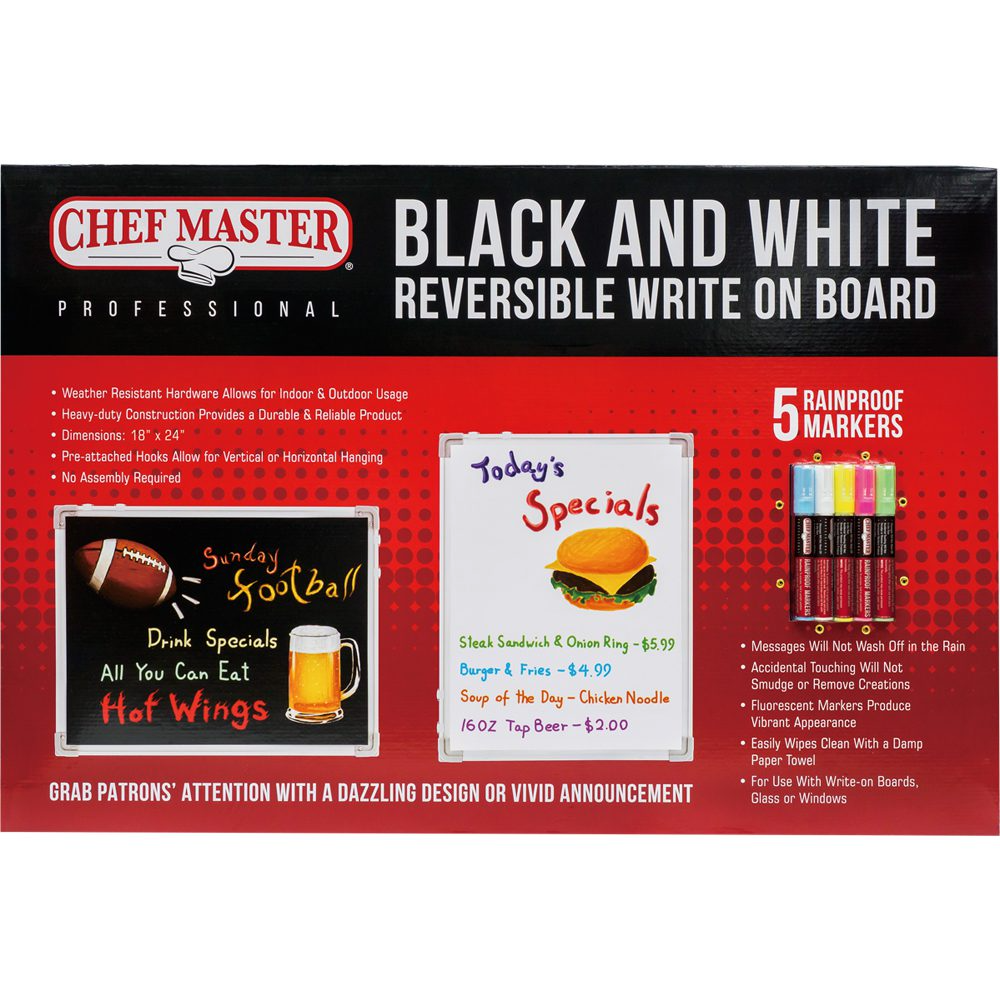 Chef Master 90030 Compact Write - On Board with Weather - Resistant Markers