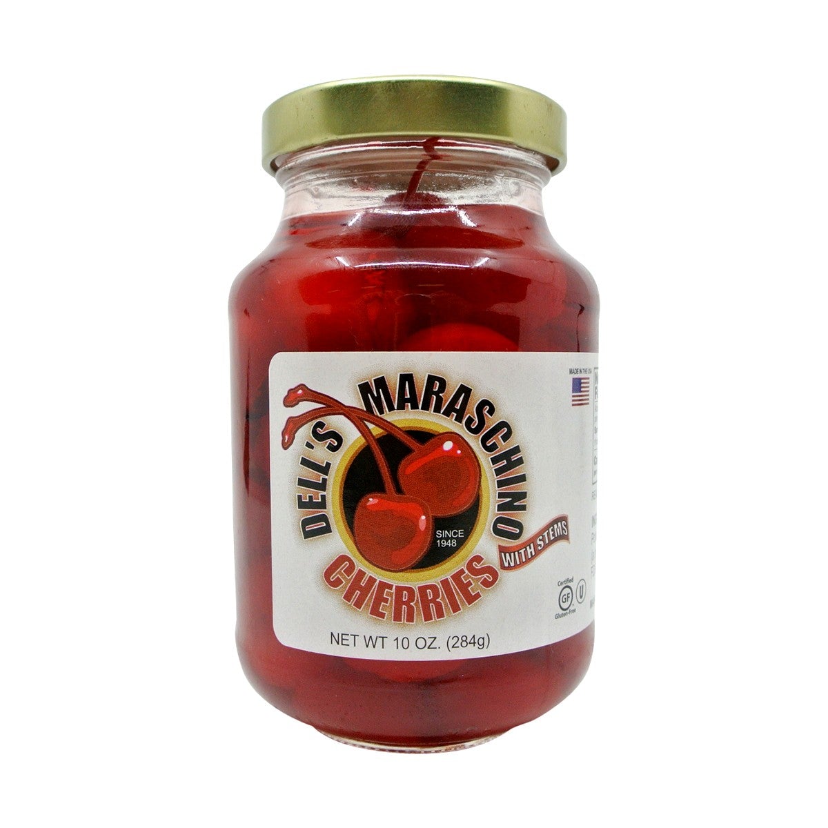 10 oz Jar of Durable Maraschino Cherries with Stem