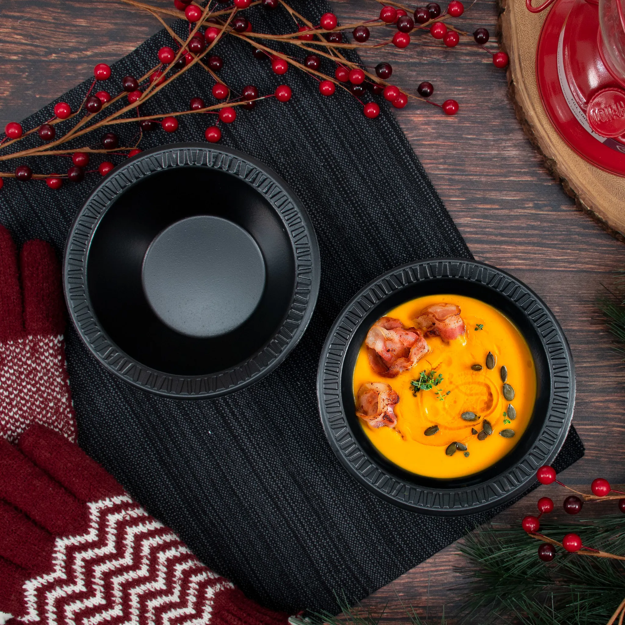 10 - 12 Oz Black Eco - friendly Laminated Foam Bowls by Dart for Commercial Use