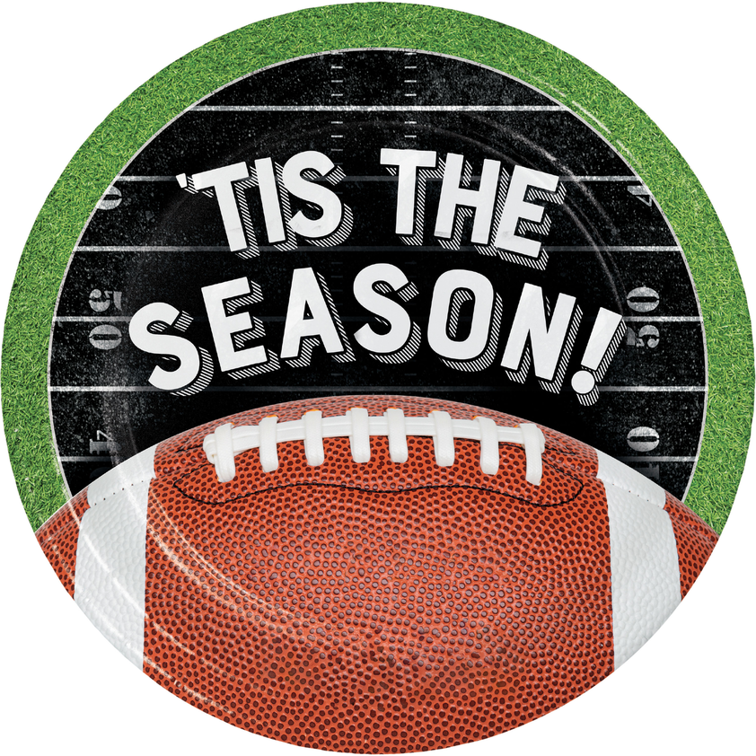 Creative Converting 7-Inch Seasonal Football-Themed Disposable Paper Plates for Food Service