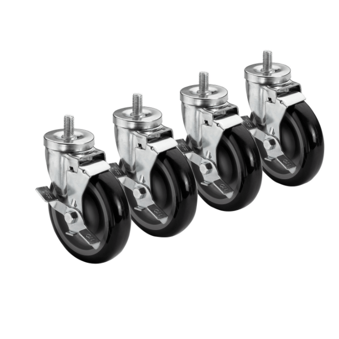 Krowne 28-146S Set of 4 Threaded Stem Casters with 5-Inch Wheels