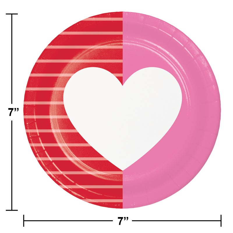 Creative Converting 7-Inch Round Valentine's Day Themed Textured Disposable Paper Plates for Various Occasions
