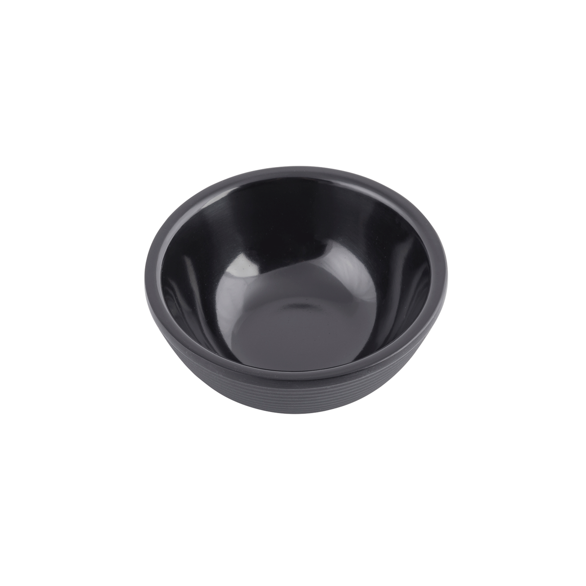 Tablecraft RAM2RBK 2-Ounce Round Ribbed Black Melamine Foodservice Dishware