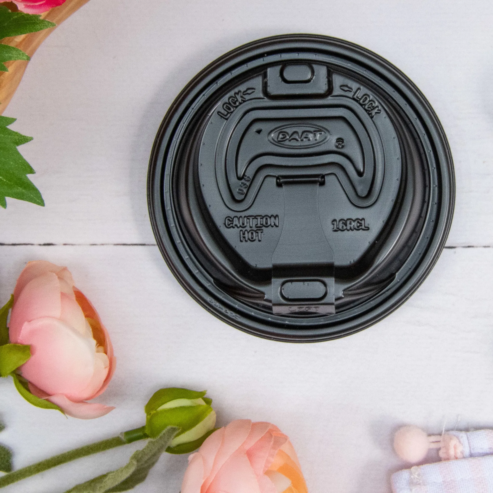 Dart 16RCLBLK Optima Black Reusable Reclosable Lid for Foodservice