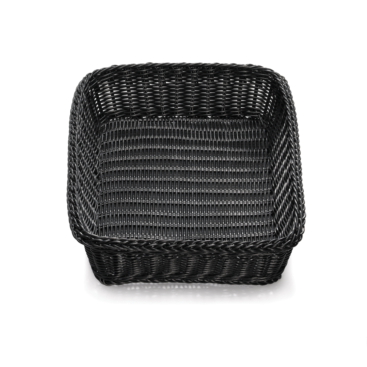 Tablecraft M2493 Durable Black Plastic Rectangle Handwoven Serving Basket 19x14x4