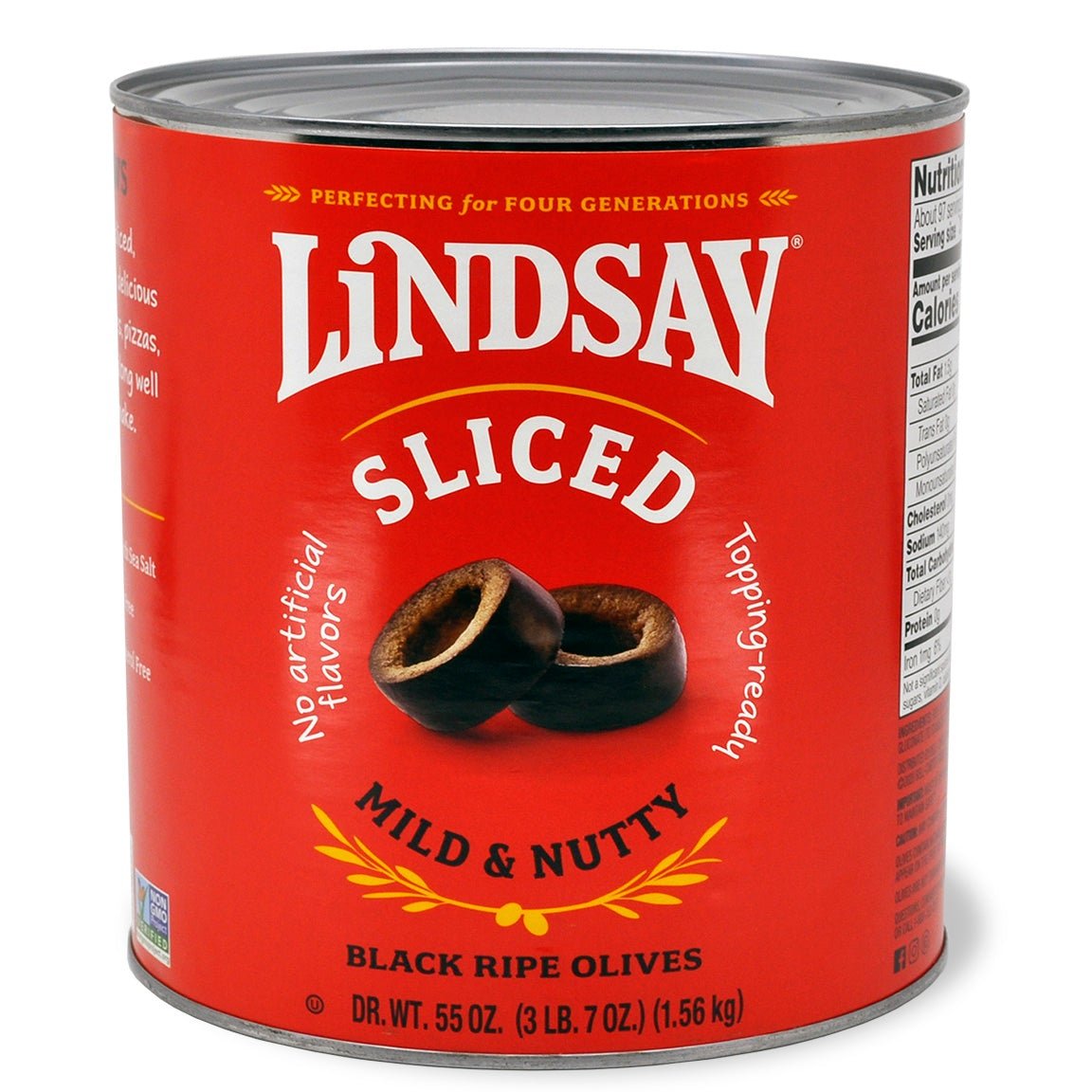 Lindsay Commercial-Grade 55 Ounce (#10 Can) Natural Sliced Black Olives for Culinary Delights