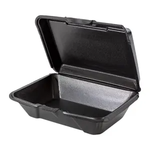 Genpak Black 9 x 6 Hinged Deep All-Purpose Disposable Food Container 20500-3L