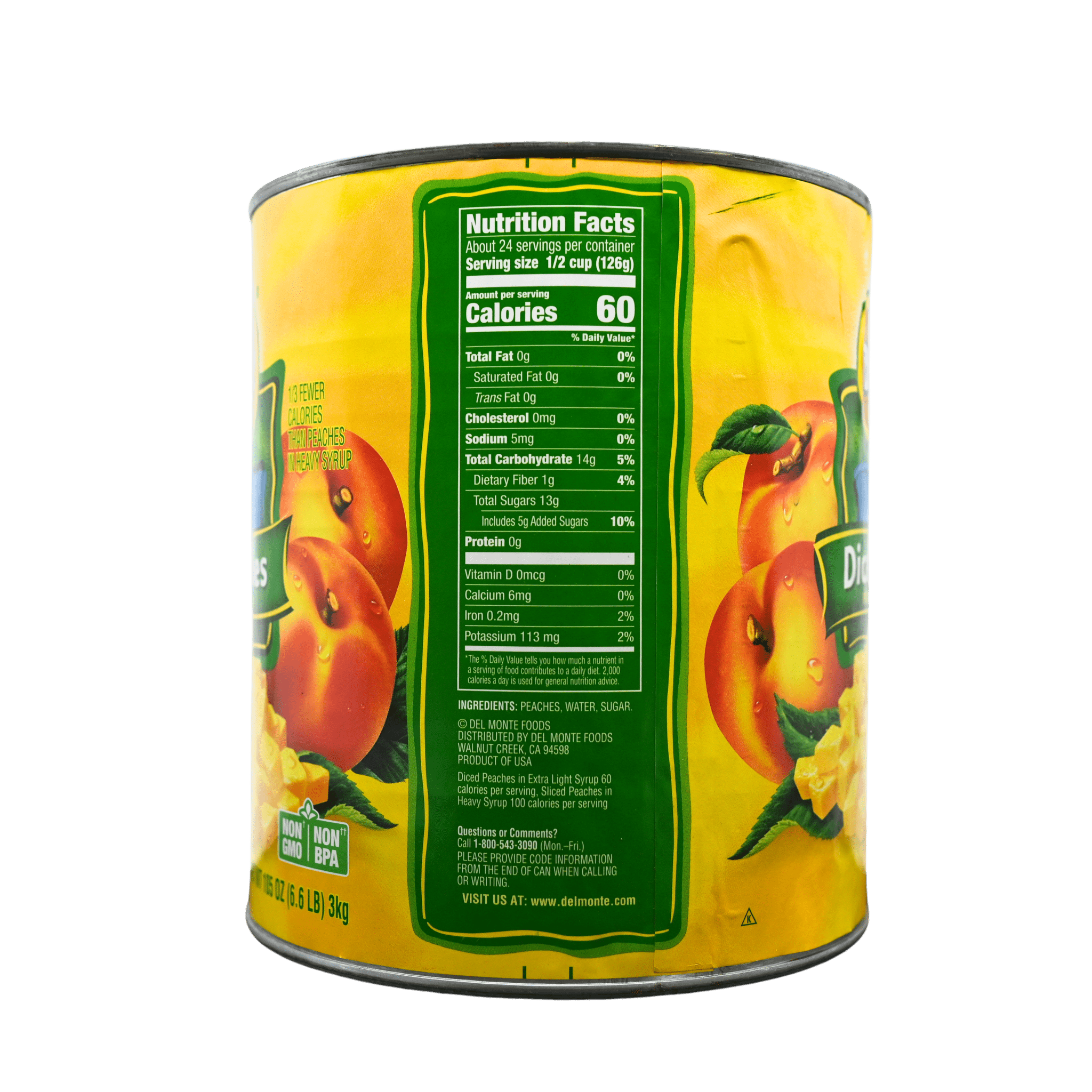 106 Ounce (#10 Can) of Light Syrup Diced Peaches for Foodservice