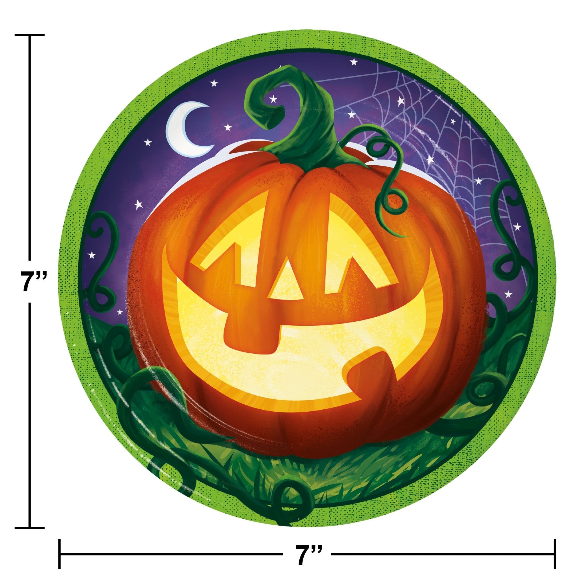 Creative Converting 7-Inch Smiling Pumpkin Luncheon Paper Plates, Pack of 8