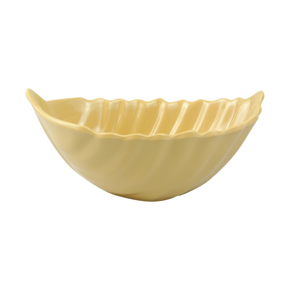 EGS M82L-FL 24 Ounce Beige Oval Melamine Serving Leaf Bowl for Foodservice