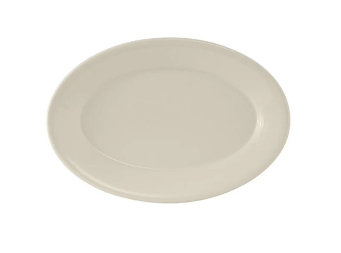 Durable Tuxton TRE - 033 Reno 7 x 4.625 Eggshell White Oval Food Platter