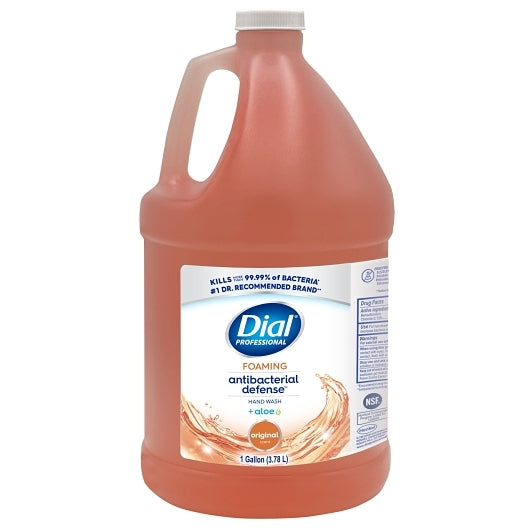 Dial Defense Original Antibacterial Foaming Hand Wash with Aloe Vera in a Gallon-Sized Refill Container for Foodservice