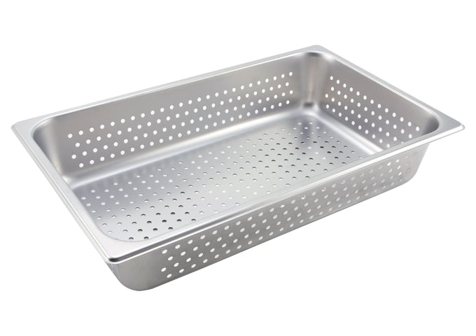 Winco Full-Size 4-Inch 18/8 Stainless Steel Perforated Steam Table Pan