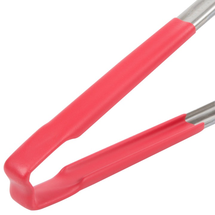 12-Inch Vollrath Stainless Steel Scalloped Tongs with Red Kool-Touch Handle