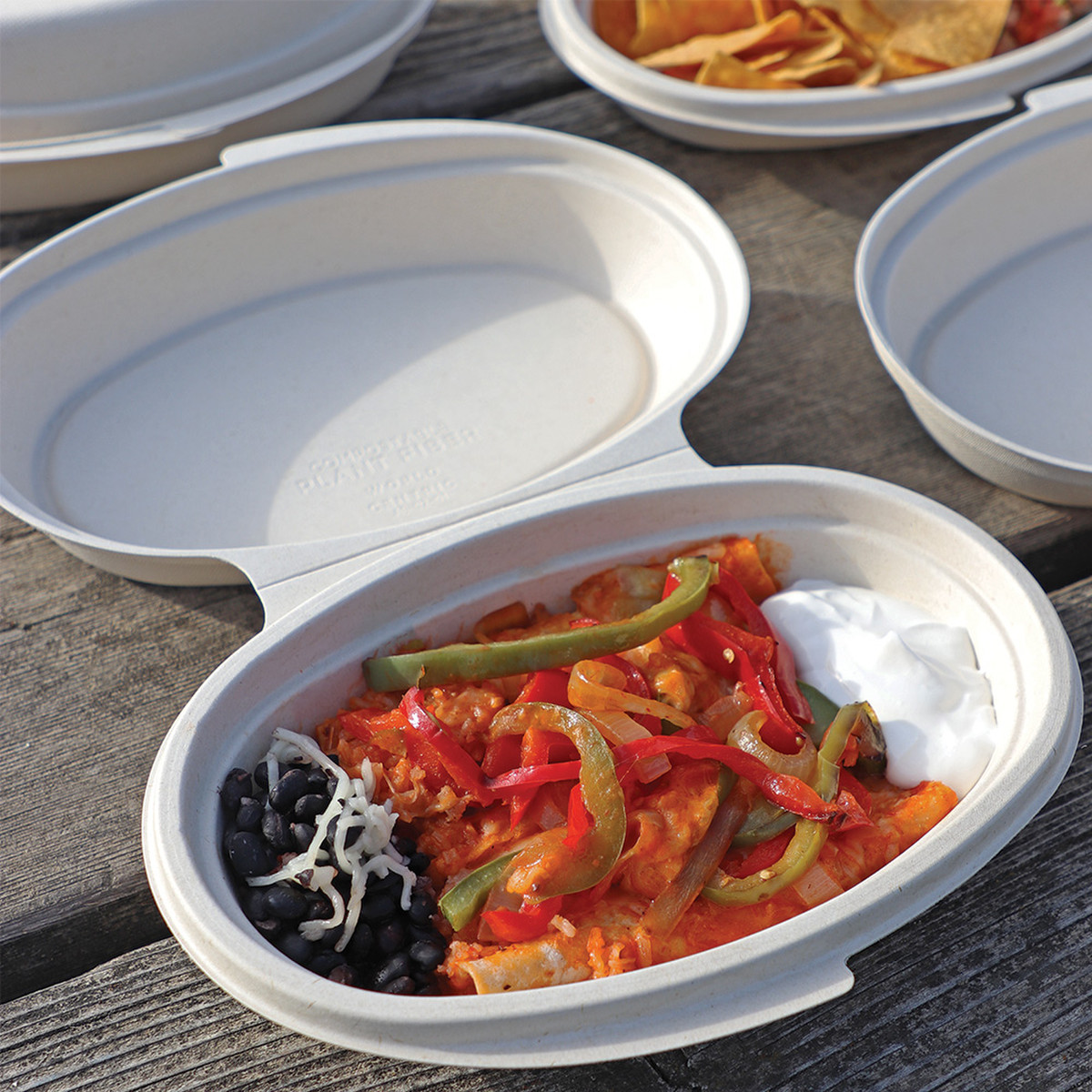 World Centric 32 oz Durable and Eco - friendly Burrito Bowl Clamshell