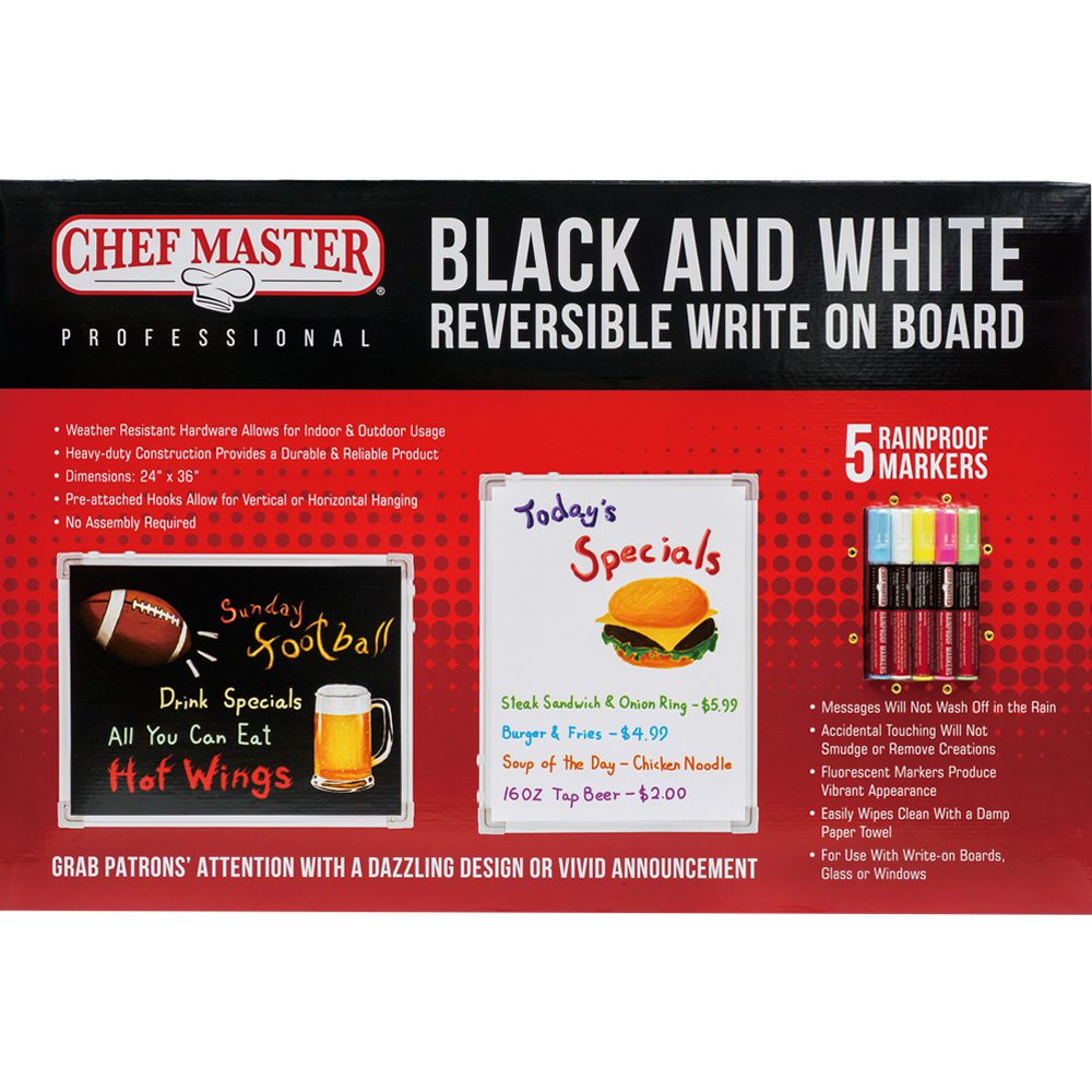 Chef Master 90031 Durable Large Write-On Board with 5 Rainproof Markers