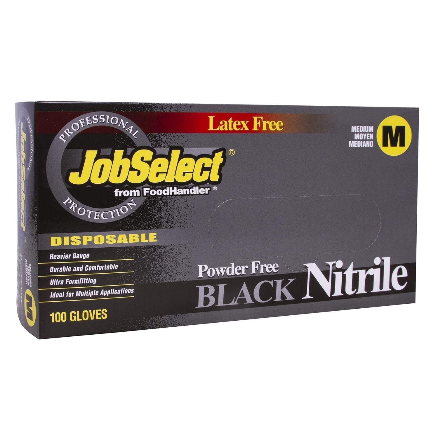 Medium Black Powder-Free Nitrile Gloves for Food Handling - 103-214-BLK