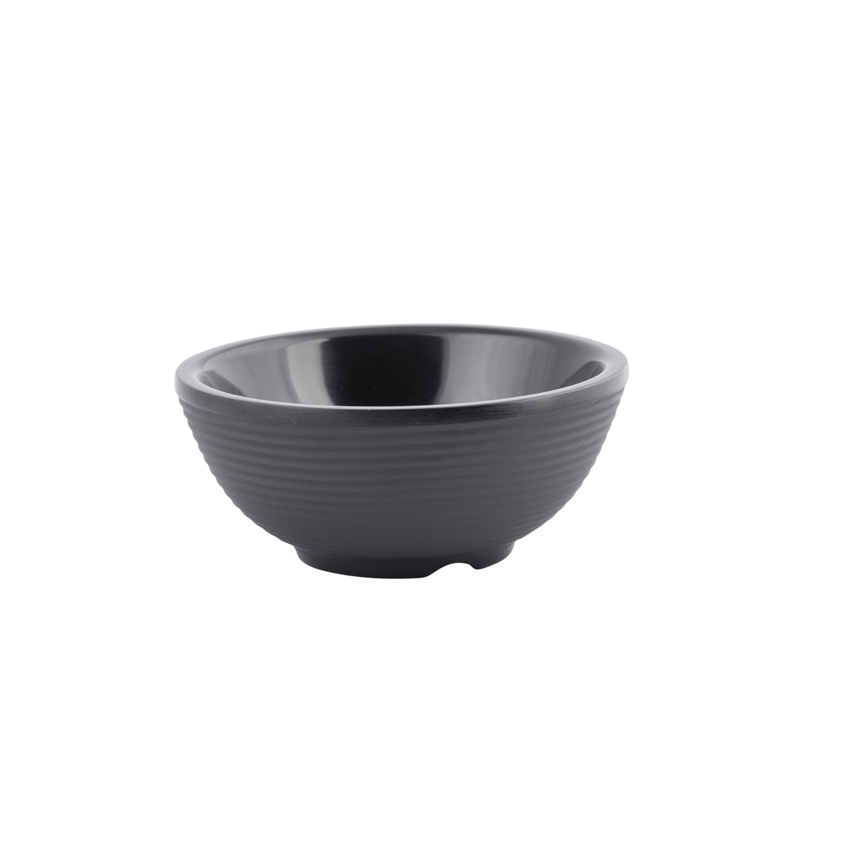 Tablecraft RAM2RBK 2-Ounce Round Ribbed Black Melamine Foodservice Dishware
