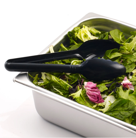 Winco CVST-9K 9-Inch Durable Black Curved Serving Tongs for Commercial Use