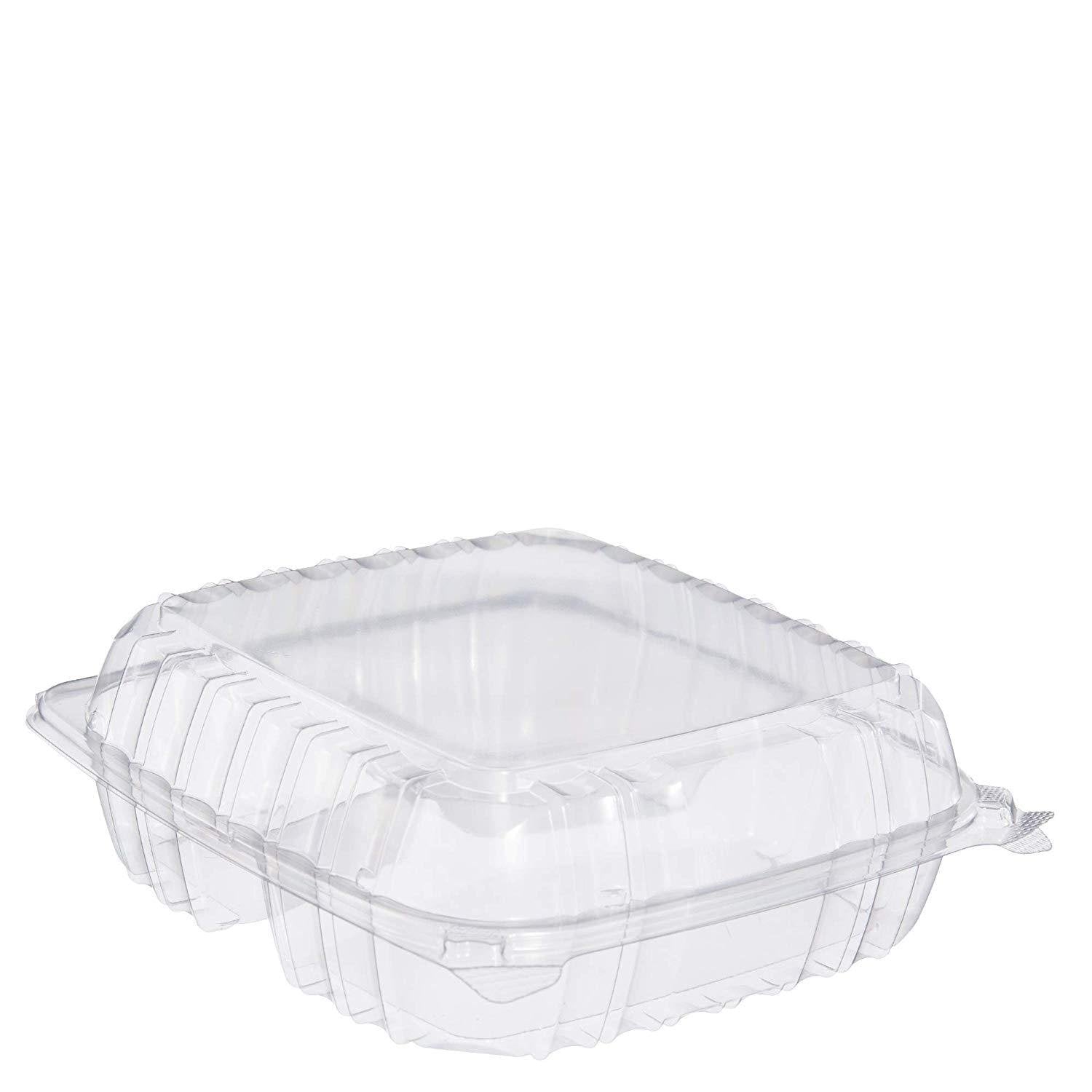 Dart C95PST3 9.5X9 3-Compartment ClearSeal Hinged Containers for Commercial Foodservice